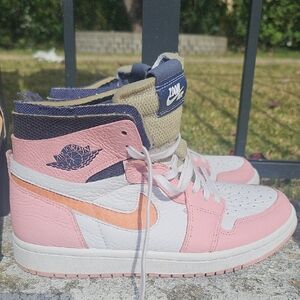 Nike Air Jordan High-Top Sneakers Pink, White, and Orange